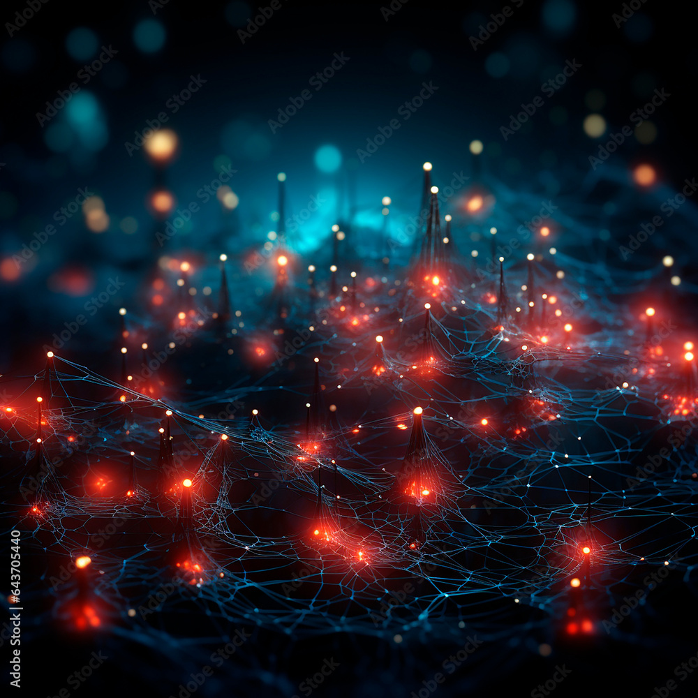 Visualization of decentralized networks, possibly with glowing nodes