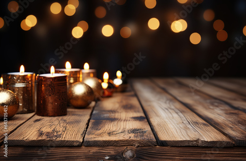 candles on wooden table