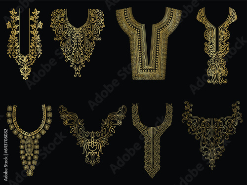 Textile Fabric design, pattern traditional, floral necklace embroidery design for fashion clothing design for textile print.