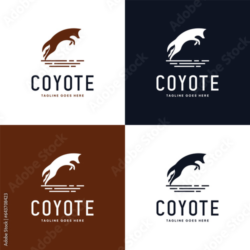 Jumping coyote logo template