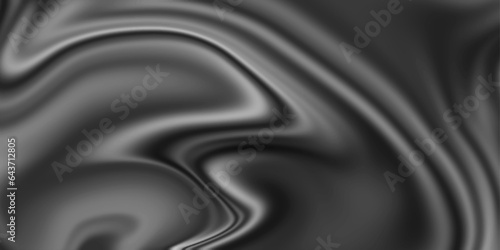 Abstract black silk background, black liquid marble texture with lines, Abstract black background with waves for any design and graphics design. Silky satin curtain with wavy patterns black color.