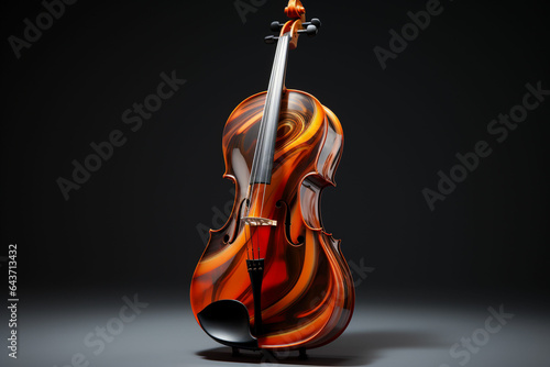 3d render of classic violin on dark background. 3d illustration. ai generated photo