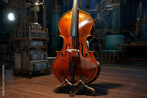 3d render of classic violin on dark background. 3d illustration. ai generated