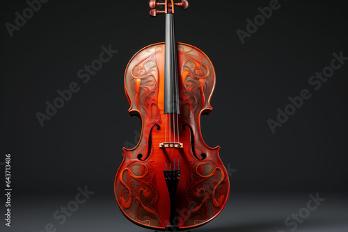 3d render of classic violin on dark background. 3d illustration. ai generated photo