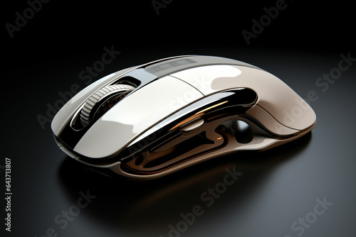 Computer mouse on a black background. 3d rendering. Computer digital drawing. ai generated photo