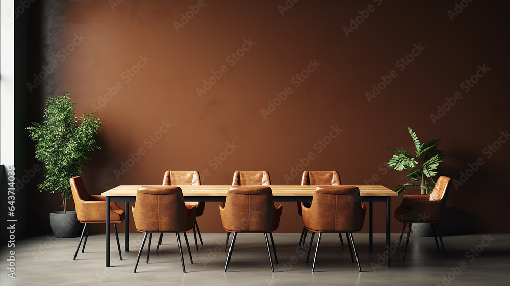 Modern meeting room with empty wall, empty space office background