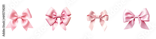 A bow made of pink ribbon on a transparent background isolated