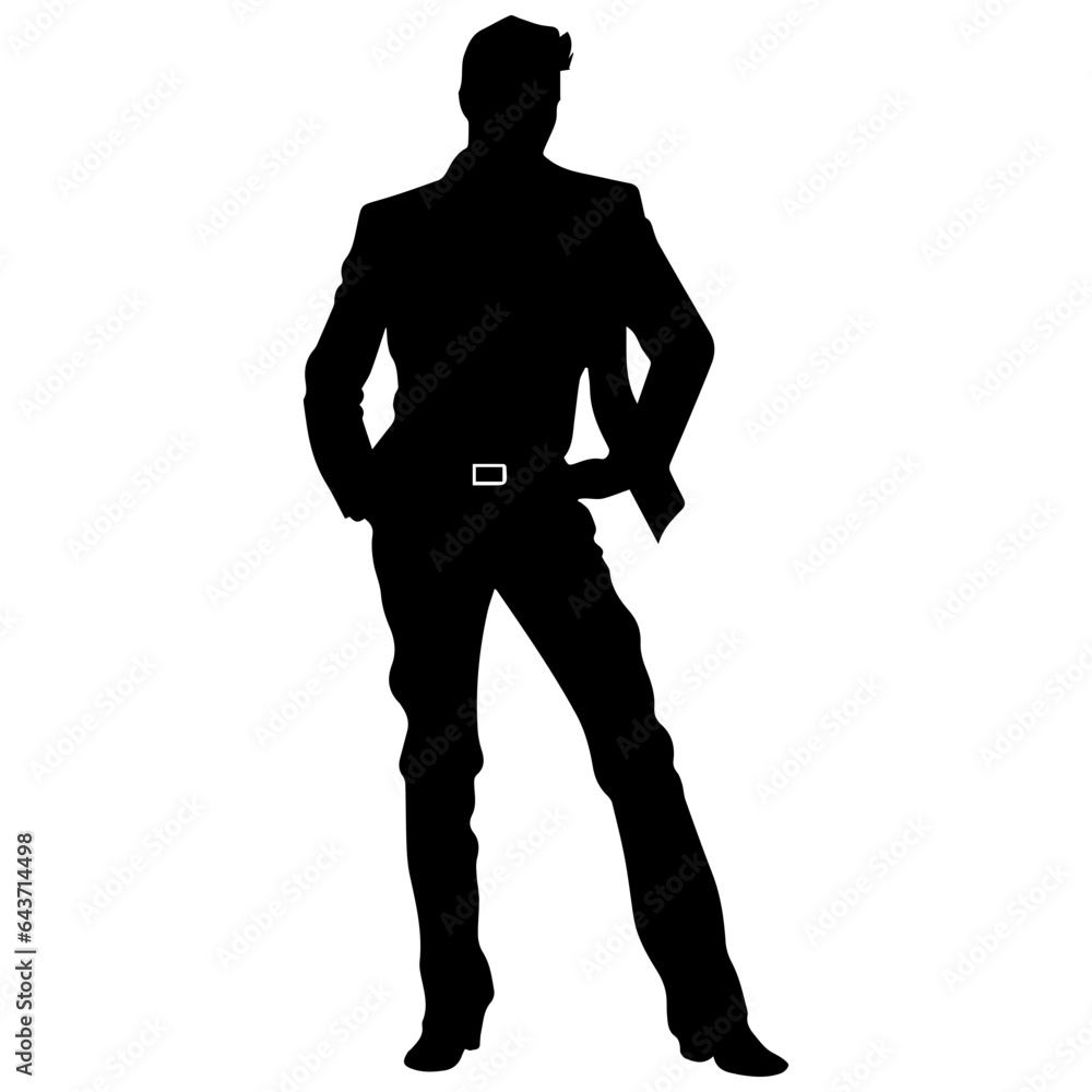 Business man in shirt, vector silhouette