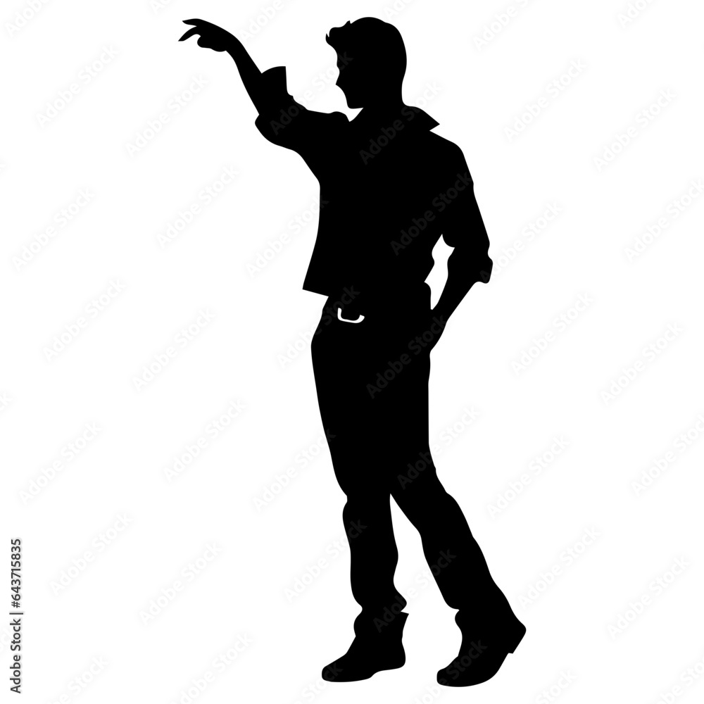 Business man in shirt, vector silhouette