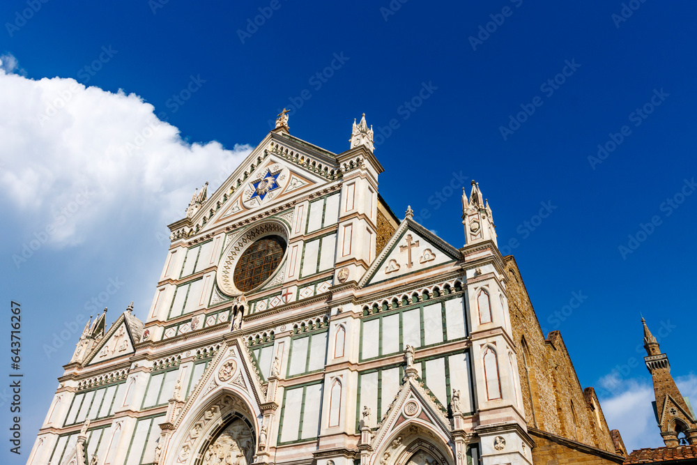Exterior of the Santa Croce church in Florence, Tuscany, Italy, Europe