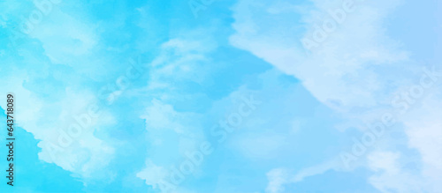 blue sky with clouds. Light sky blue shades watercolor background. Sky Nature Landscape Background. sky background with white fluffy clouds.