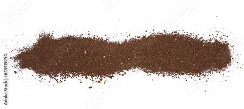 Soil line, dirt scattered isolated on white background and texture, top view
