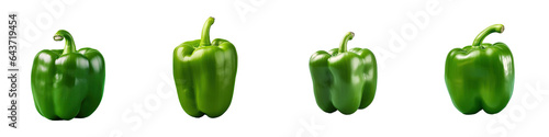 Fotomurale Green bell pepper isolated on transparent background casting a shadow