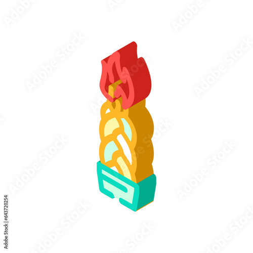 havdalah candle jewish isometric icon vector. havdalah candle jewish sign. isolated symbol illustration