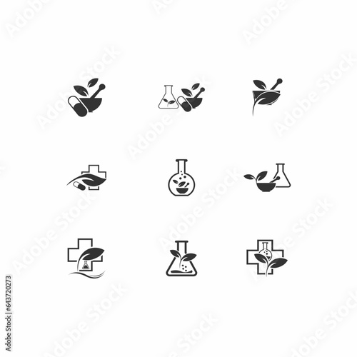 set of nature medicine logo vector icon