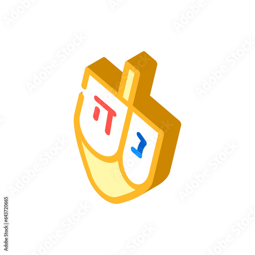 hanukkah dreidel jewish isometric icon vector. hanukkah dreidel jewish sign. isolated symbol illustration