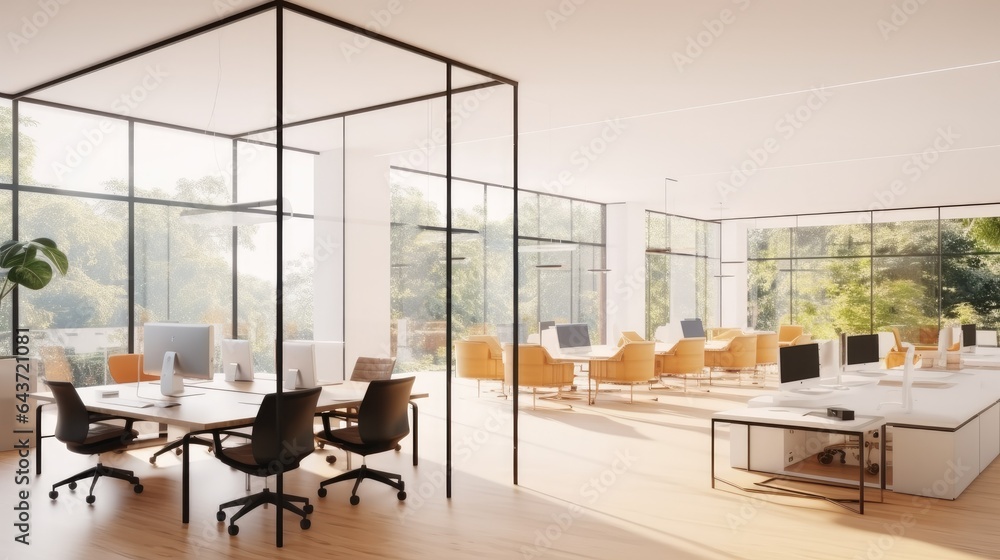 Conference Zone Cozy office room with co-working and conference zone at modern office ...