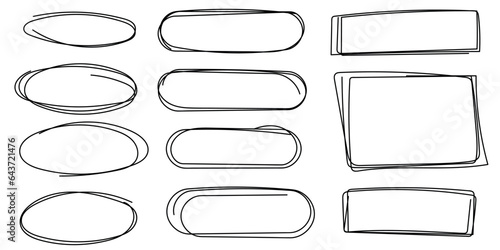 Hand drawn sketch frame vector. Simple doodle rectangle pencil frame border shape. Hand drawn doodle scribble border element for text quote template. Pencil brush stroke style. Vector illustration