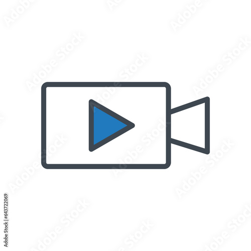 Camera video with play icon vector on trendy design