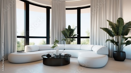 Big and comfortable living room interiors. © visoot
