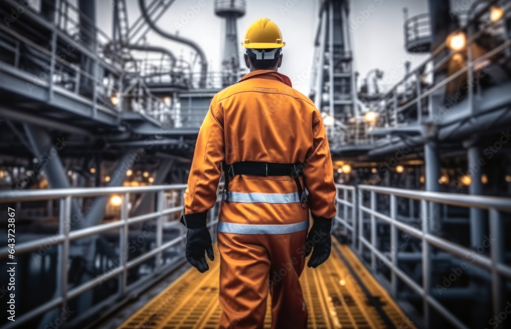 Engineer working at oil rig. Engineer working at oil rig.