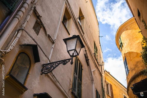 Lantern in a small alley in Sanremo, Italy