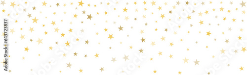 Gold stars vector background, sparkling Christmas confetti falling isolated on white. Magic shining flying golden stars glitter backdrop, sparkle border