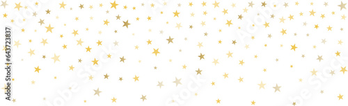 Gold stars vector background  sparkling Christmas confetti falling isolated on white. Magic shining flying golden stars glitter backdrop  sparkle border