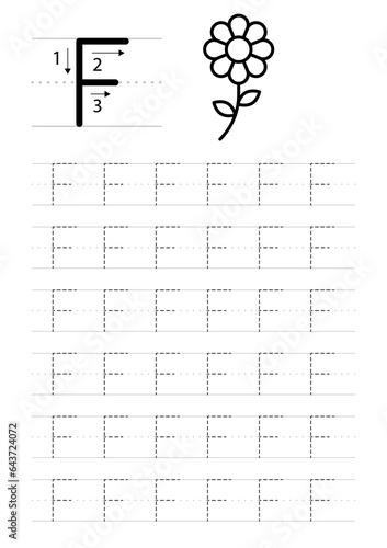 Printable letter F alphabet tracing worksheet