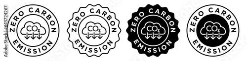zero Carbon emission icon. No co2 emission symbol. Environment safe carbon dioxide vector sticker. 