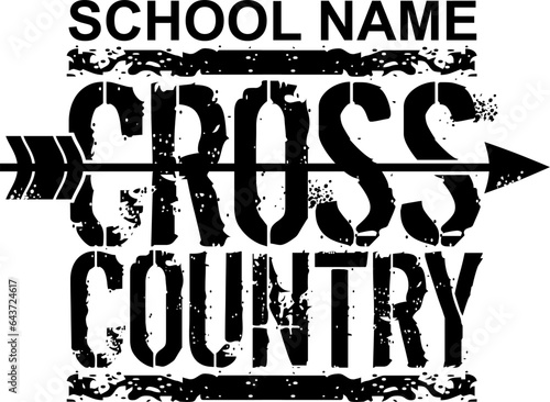 distressed cross country team design with arrow for school, college or league