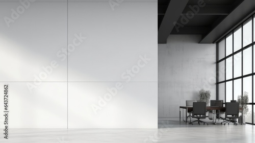 Fototapeta Naklejka Na Ścianę i Meble -  Open space office interior with blank wall.