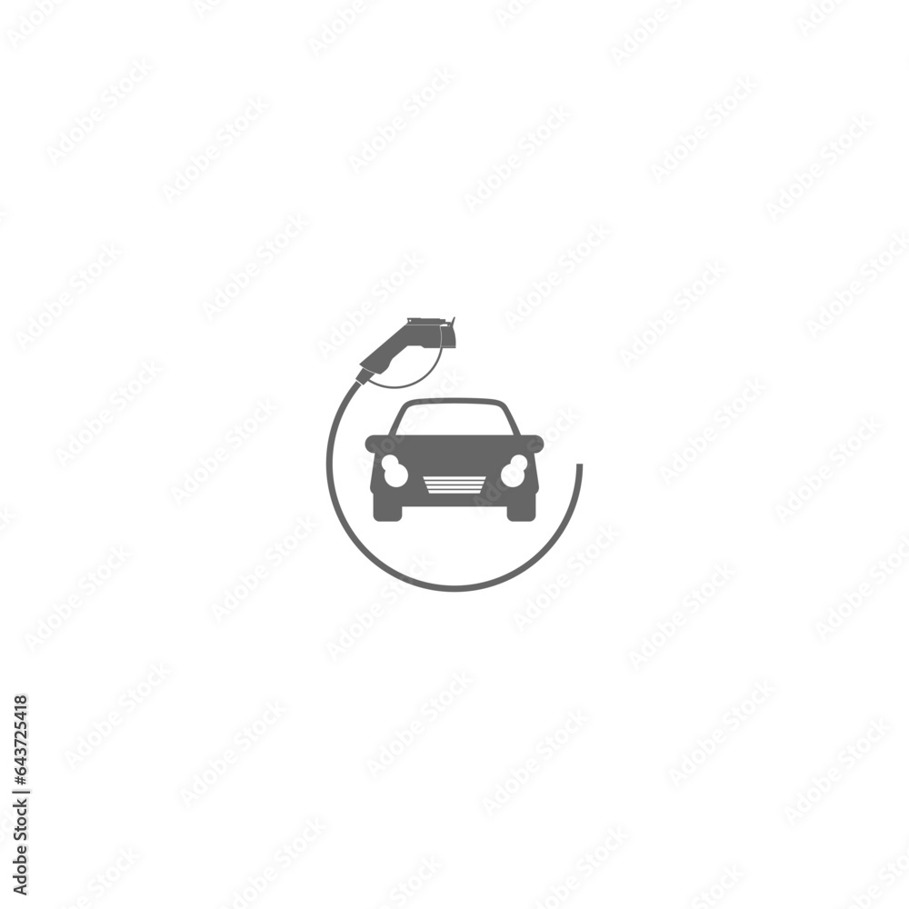 Electric car charging icon isolated on white background