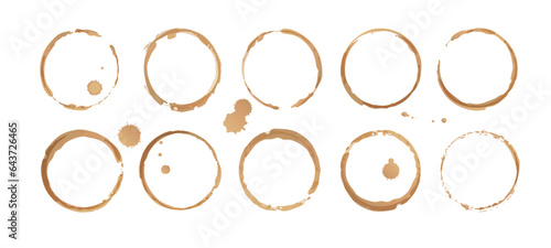Vector coffee cup stains, Isolated On White Background, tea ring stamps Illustration