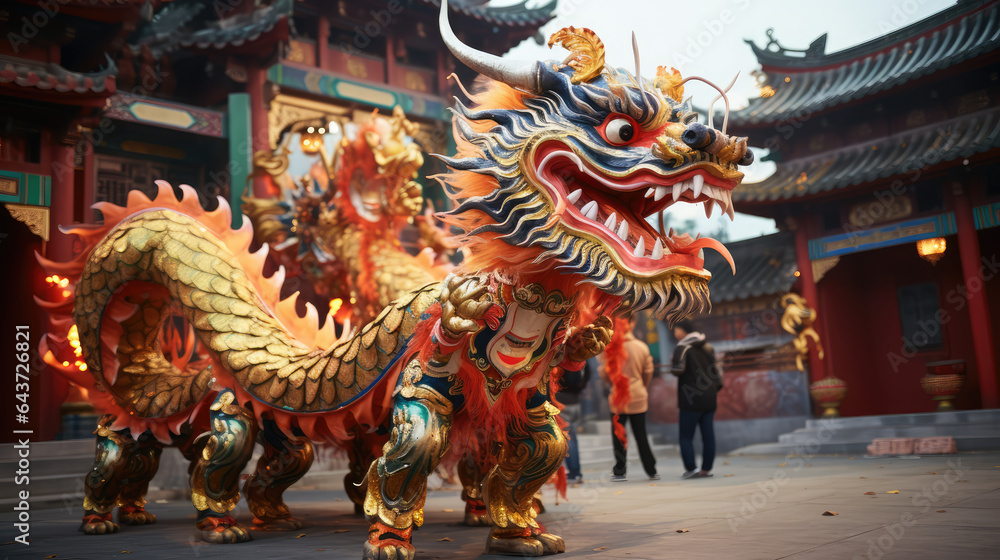 Fototapeta premium Chinese zodiac dragon. Chinese lunar new year celebration, Generative AI