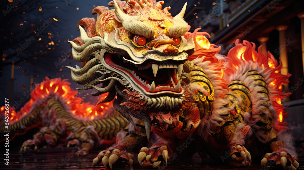 Chinese zodiac dragon. Chinese lunar new year celebration, Generative AI