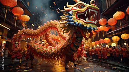 Chinese zodiac dragon. Chinese lunar new year celebration  Generative AI