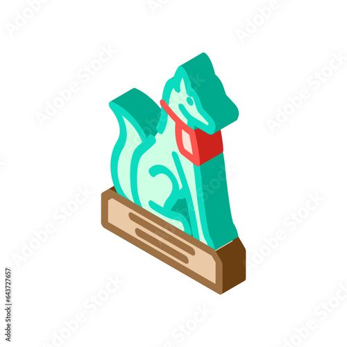 inari fox statue shintoism isometric icon vector. inari fox statue shintoism sign. isolated symbol illustration