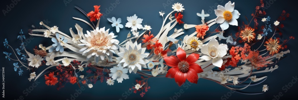colorful seasonal flowers with beautiful petals with a winter theme
