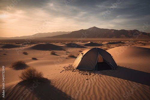 Tent in middle of desert