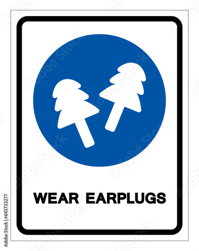 Wear Ear Plugs Symbol Sign ,Vector Illustration, Isolate On White Background Label. EPS10