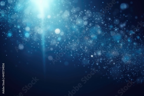 Blue bokeh light background, Christmas glowing bokeh confetti and sparkle texture overlay for your design. Sparkling blue dust abstract luxury decoration background. © PimPhoto