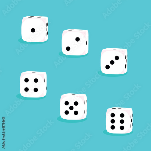 3d illustrations, dice with different numbers for a gambling game or a race to guess the numbers. Vector illustration. photo