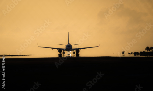 Aircraft taking off from Princess Juliana Airport, Sint Maarten photo