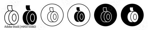 Scotch icon set. roll duct tape vector symbol. strong adhesion glue tape sign in black filled and outlined style.