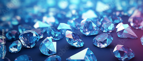Błyszczące brylanty diamentowe - tło w odcieniach niebieskiego i filetowego na baner lub grafikę
