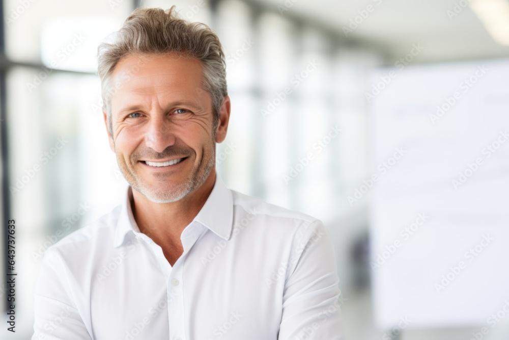 Portrait happy smiling man university professor teacher scientist education knowledge. Businessman in company office employee innovation business project successful entrepreneur CEO employer indoors Portrait happy smiling man university professor teacher scientist education knowledge. Businessman in company office employee innovation business project successful entrepreneur CEO employer indoors