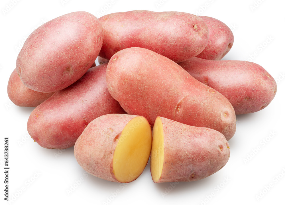 Red-skinned potato tubers on white background. File contains clipping path. Red-skinned potato tubers on white background. File contains clipping path.