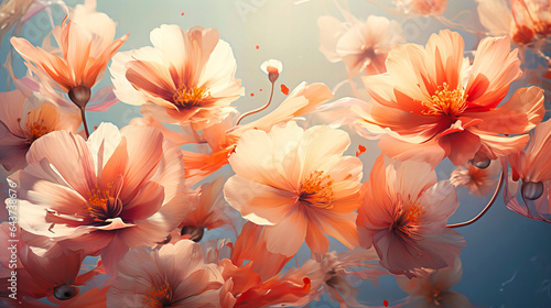 Explore the skies of flying abstract retro blooms