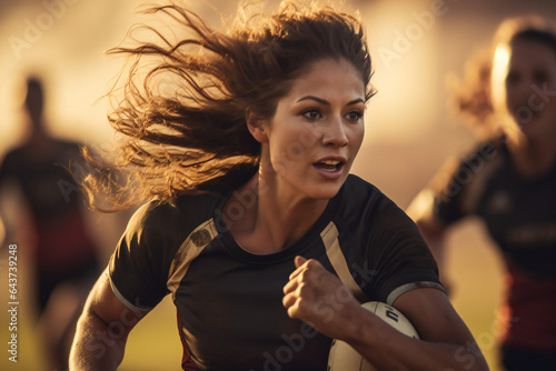 Female rugby player in a match